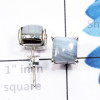 Blue Lace Agate B - SSE952-7mm Square 925 Sterling Silver Handmade Wholesale Stud Ea