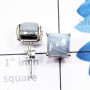 Blue Lace Agate B - SSE952-7mm Square 925 Sterling Silver Handmade Wholesale Stud Ea