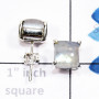 Rainbow moonstone cab E - SSE952-7mm Square 925 Sterling Silver Handmade Wholesale Stud Ea