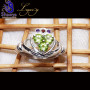Peridot A - CLD997-Genuine Three Stone 925 Sterling Silver Claddagh Ring wit