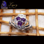 Amethyst Cab B - CLD997-Genuine Three Stone 925 Sterling Silver Claddagh Ring wit