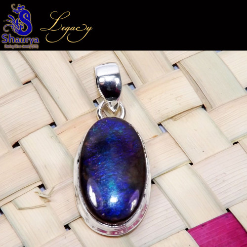 Ammolite F - ALG972-Ammolite Natural Fire Gemstone 925 Sterling Silver Plain Ammolite F - ALG972-Ammolite Natural Fire Gemstone 925 Sterling Silver Plain