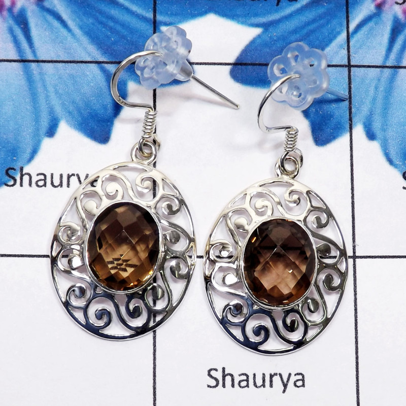Smokey Cut O - CES957-925 Sterling Silver Semiprecious Gemstone Wholesale Desig