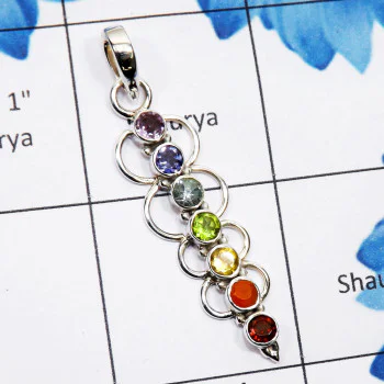 Chakra Stone A - CHP986-Seven Chakra Gemstone 925 Sterling Silver Wholesale Desig Chakra Stone A - CHP986-Seven Chakra Gemstone 925 Sterling Silver Wholesale Desig