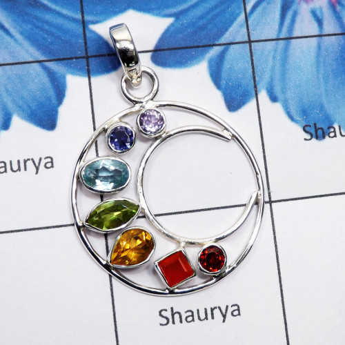 Chakra Stone B - CHP986-Seven Chakra Gemstone 925 Sterling Silver Wholesale Desig Chakra Stone B - CHP986-Seven Chakra Gemstone 925 Sterling Silver Wholesale Desig