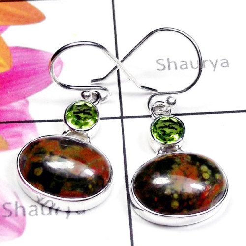 Rhyolite G - SDE998-Sterling Silver Exclusive Gemstone Earring