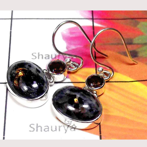 Astrophyllite I - SDE998-Sterling Silver Exclusive Gemstone Earring
