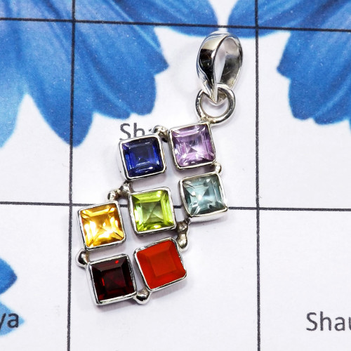 Chakra Stone A - CHP985-925 Sterling Silver Seven Chakra Gemstone Wholesale Penda