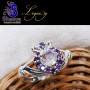 Rainbow Cut, Amethyst D - CLD993-Claddagh Heart Ring 925 Sterling Silver with Pearl, Ameth