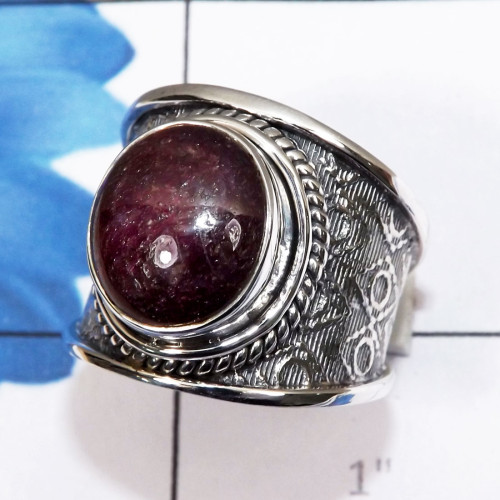 Star Ruby E - RSS989-Genuine Gemstone Made in Oxidized 925 Sterling Silver Han