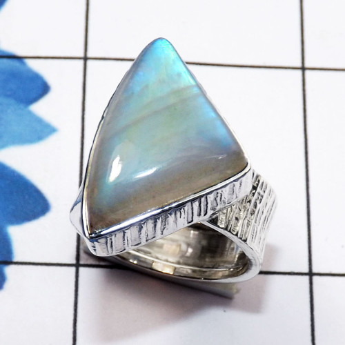 Rainbow Moonstone Cab O - RSS981-Genuine Fancy Shape Gemstone Made in 925 Sterling Silver