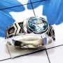 Blue Topaz E - SCR889-Faceted Semiprecious Gemstone 925 Sterling Silver Casting