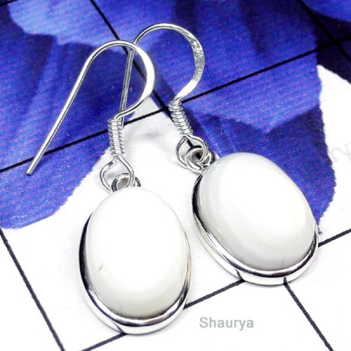 White Coral A - SPE999-Multi Gemstone Plain Silver Earring