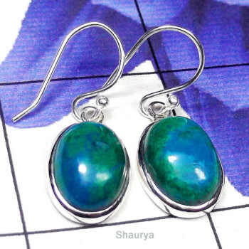 Crysocola C - SPE999-Multi Gemstone Plain Silver Earring Crysocola C - SPE999-Multi Gemstone Plain Silver Earring