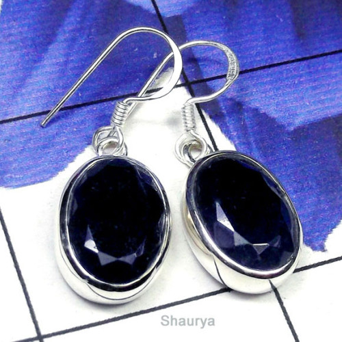 Iolite D - SPE999-Multi Gemstone Plain Silver Earring