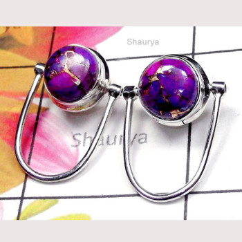 Purple Copper Turquoise C - SSE999-Fabulous Stud Earring with Multi Gemstone