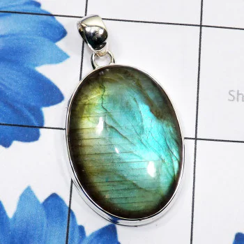 Labradorite Cab A - ISP818-Wholesale Labradorite Cabochon Gemstone Pendant with 925