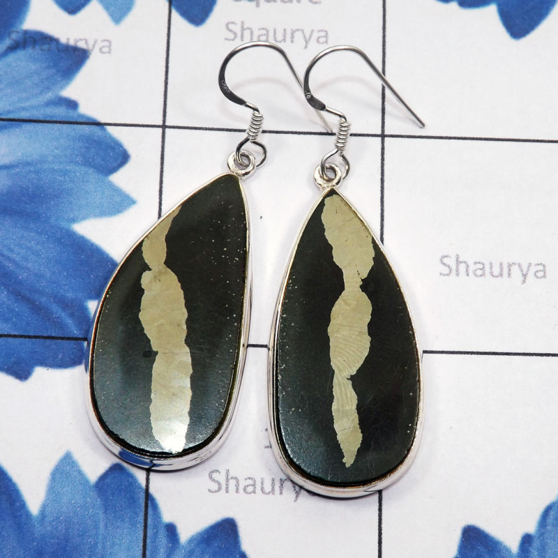 Shefir met Pyrite F - SPE932-Shefir met Pyrite Gemstone Plain 925 Silver Handmade Whol