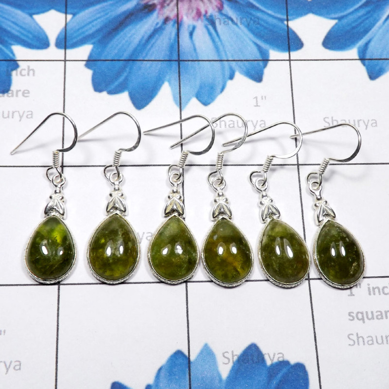 3 Pair Vasonite Earring A - SBP941-Natural Vasonite Gemsotne Wholesale Bezel Earring Pendant