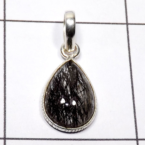 Black Rutile Pendant D - SBP939-Wholesale Bezel Jewelry with Black Rutile Made in 925 Ste Black Rutile Pendant D - SBP939-Wholesale Bezel Jewelry with Black Rutile Made in 925 Ste
