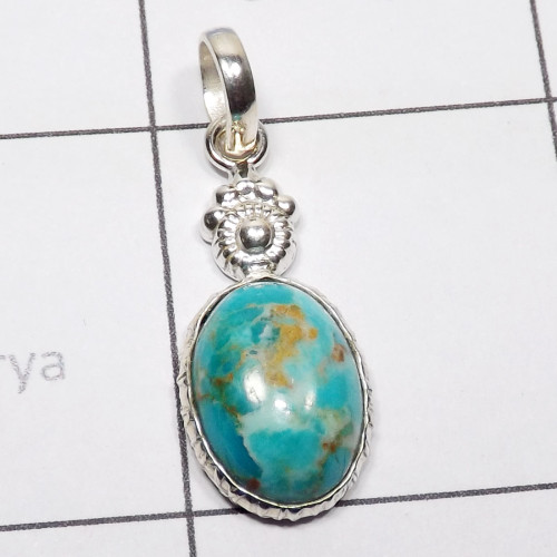 Mohave Blue Turquoise A - SBP937-Earring Pendant in Mohave Blue Turquoise 925 Sterling Sil