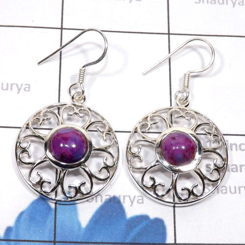Purple Turquoise D - CES955-Semiprecious Cabochon Gemstone Solid 925 Sterling Silver Purple Turquoise D - CES955-Semiprecious Cabochon Gemstone Solid 925 Sterling Silver