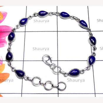 Lapis B - SBB998-Multi Gemstone Sterling Silver Bejal Bracelet Lapis B - SBB998-Multi Gemstone Sterling Silver Bejal Bracelet