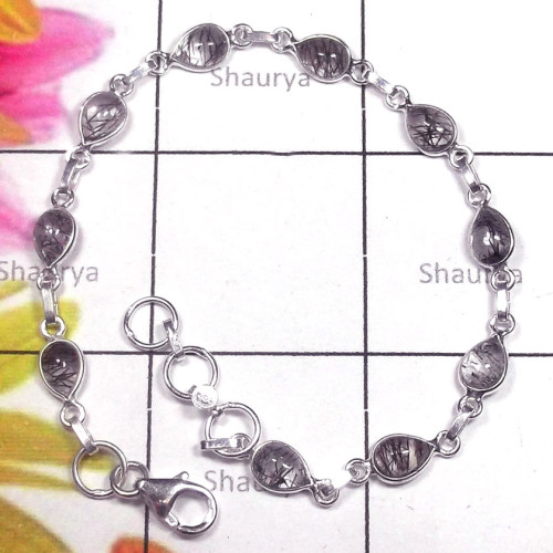 Rutilated quartz cab J - SBB998-Multi Gemstone Sterling Silver Bejal Bracelet Rutilated quartz cab J - SBB998-Multi Gemstone Sterling Silver Bejal Bracelet