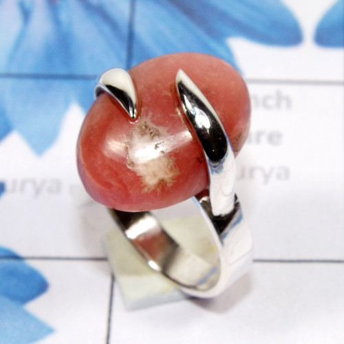 Rodochrosite Cab B - SPR962-Wholesale 925 Silver Handmade Genuine Gemstone Ring Rodochrosite Cab B - SPR962-Wholesale 925 Silver Handmade Genuine Gemstone Ring