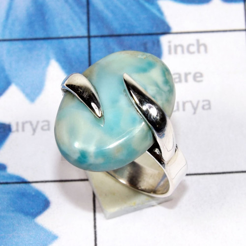 Larimar E - SPR962-Wholesale 925 Silver Handmade Genuine Gemstone Ring Larimar E - SPR962-Wholesale 925 Silver Handmade Genuine Gemstone Ring