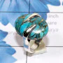 Blue Copper Turquoise O - SPR962-Wholesale 925 Silver Handmade Genuine Gemstone Ring