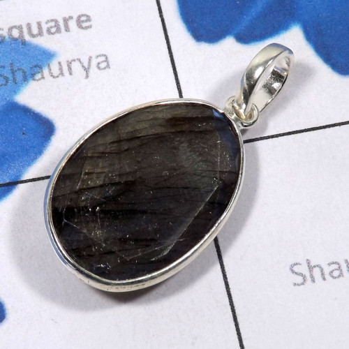 Labradorite B - BPS978-Wholesale Bajal Pendant Labradorite 925 Sterling Silver m