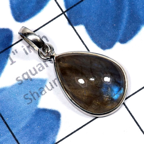 Labradorite C - BPS978-Wholesale Bajal Pendant Labradorite 925 Sterling Silver m