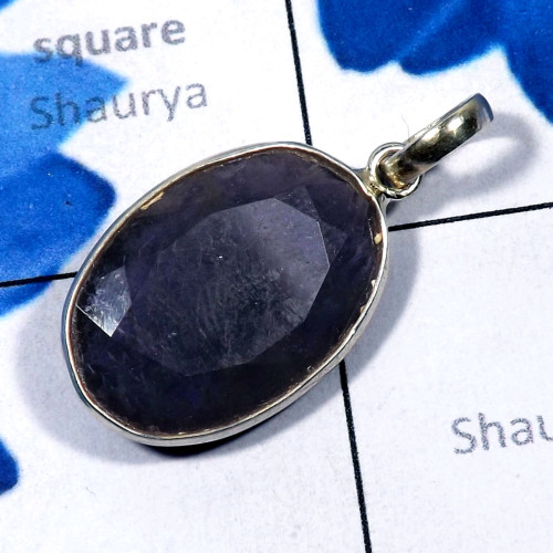 Iolite O - BPS977-Iolite Factory Made Bajal Pendant 925 Sterling Silver Jew