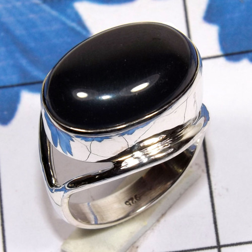 Black onyx G - PSR858-Factory Made Pain Setting Ring Sterling Silver 925 Handma Black onyx G - PSR858-Factory Made Pain Setting Ring Sterling Silver 925 Handma