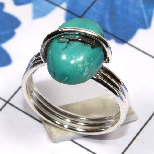 Tibet Turquoise A - PSR857-Pain Ring 925 Sterling Silver made Factory In India Tibet Turquoise A - PSR857-Pain Ring 925 Sterling Silver made Factory In India