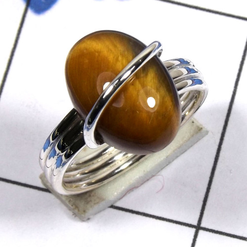 Tiger Eye F - PSR857-Pain Ring 925 Sterling Silver made Factory In India Tiger Eye F - PSR857-Pain Ring 925 Sterling Silver made Factory In India