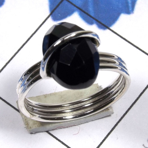 Black Onyx H - PSR857-Pain Ring 925 Sterling Silver made Factory In India Black Onyx H - PSR857-Pain Ring 925 Sterling Silver made Factory In India