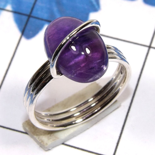Amethyst Cab O - PSR857-Pain Ring 925 Sterling Silver made Factory In India Amethyst Cab O - PSR857-Pain Ring 925 Sterling Silver made Factory In India