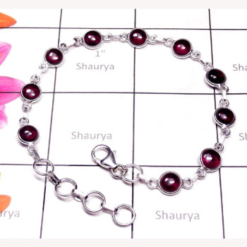 Garnet Cab  E - SBB997-Cut and Cab Multi Gemstone Fantastic Bejal Bracelet