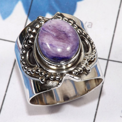 Charoite B - SDR761-Factory made Ring 925 Sterling Silver handmade Designer J