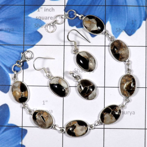 3 Pcs Mohave Calcite Set O - SBP917-Bejal Earring Pendant Bracelet Mohave Calsite Set 925 Ste