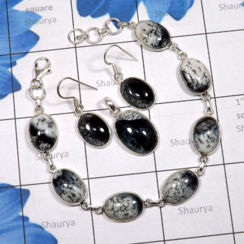 3 Pcs Dendritic Agate Set O - SBP916-Wholesale Bejal Earring Pendant Bracelet Dendritic Agate 3 Pcs Dendritic Agate Set O - SBP916-Wholesale Bejal Earring Pendant Bracelet Dendritic Agate