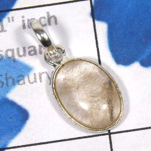 Golden Rutile Pendant B - SBP911-Wholesale Bejal Pendant Bracelet Earring Set Golden Rutil