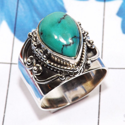 Turquoise Tibet O - SDR753-Wholesale 925 Sterling Silver Designer Ring Handmade Jewe Turquoise Tibet O - SDR753-Wholesale 925 Sterling Silver Designer Ring Handmade Jewe
