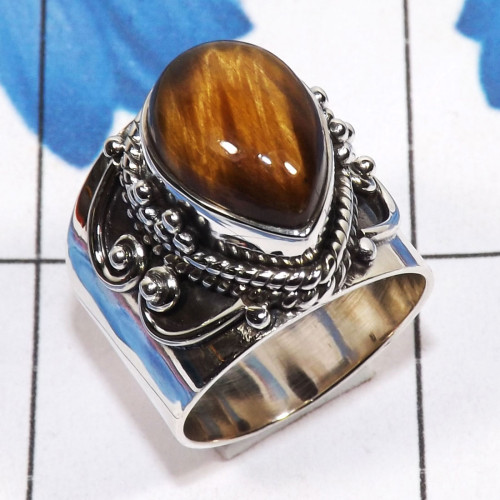 Tiger Eye C - SDR753-Wholesale 925 Sterling Silver Designer Ring Handmade Jewe Tiger Eye C - SDR753-Wholesale 925 Sterling Silver Designer Ring Handmade Jewe