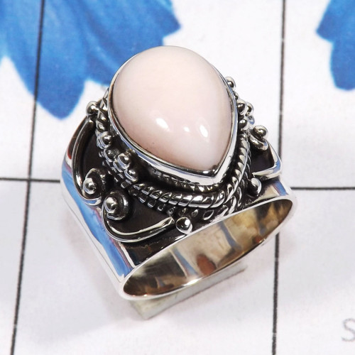 Pink Opal D - SDR753-Wholesale 925 Sterling Silver Designer Ring Handmade Jewe Pink Opal D - SDR753-Wholesale 925 Sterling Silver Designer Ring Handmade Jewe