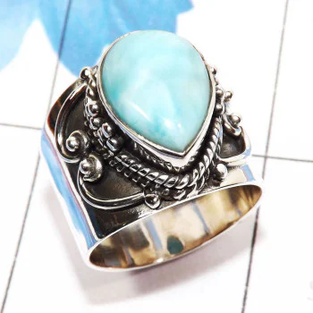 Larimar E - SDR753-Wholesale 925 Sterling Silver Designer Ring Handmade Jewe