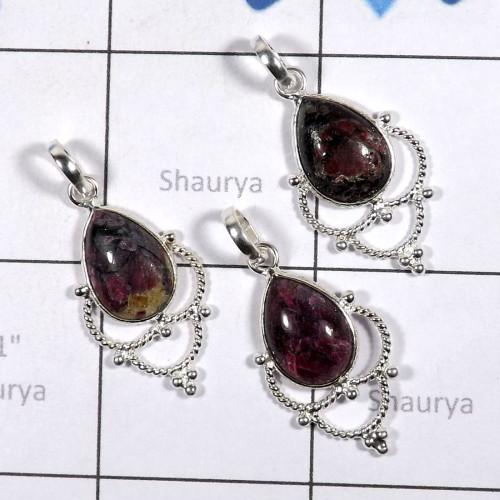 3 Pcs Eudialyte Pendant A - SBP904-Bejal Eudialyte 925 Sterling Silver Handmade Jewellery Co