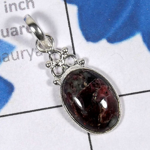 Eudialyte Pendant D - SBP904-Bejal Eudialyte 925 Sterling Silver Handmade Jewellery Co